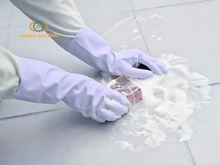 Tẩy vết ố trên mặt đá trắng bằng hỗn hợp nước và xà phòng chứa dầu olive